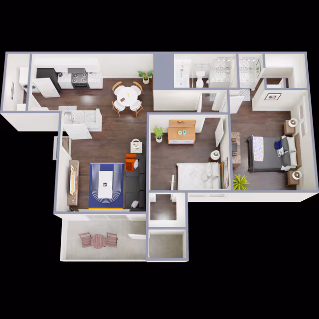 2 Bedroom / 1 Bathroom Gold 303 floor plan
